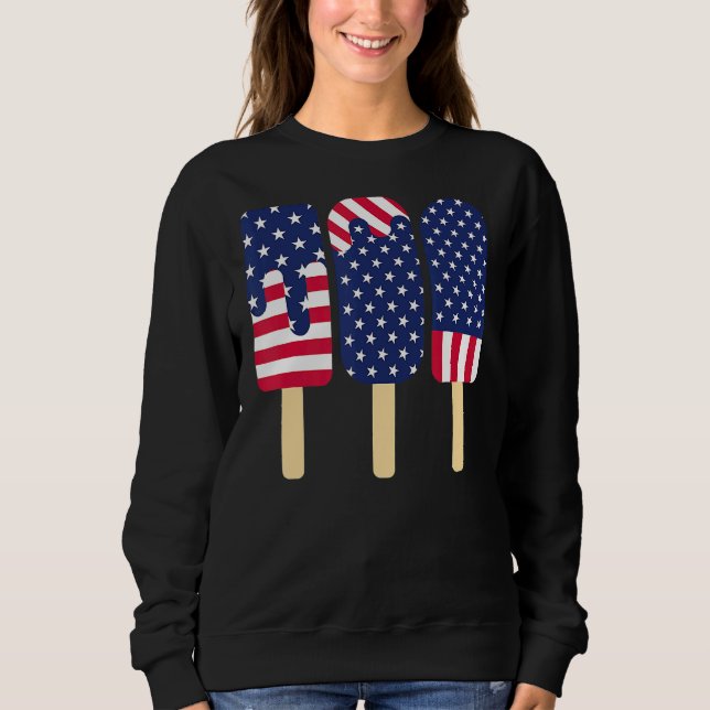 Sudadera 4 De Julio Popsicle Patriotic American Flag Memor (Anverso)