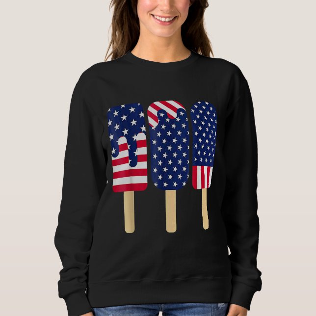 Sudadera 4 De Julio Popsicle Patriotic American Flag Memor (Anverso)
