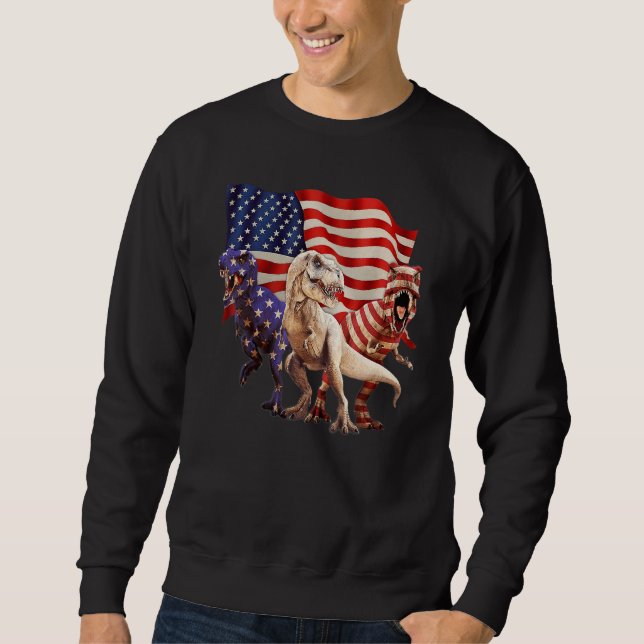 Sudadera 4 De Julio Rex Dinosaurio Independence Day Boys Us (Anverso)