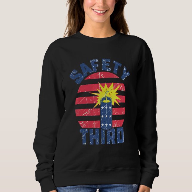 Sudadera 4 De Julio Seguridad De Fuegos Artificiales Tercer (Anverso)