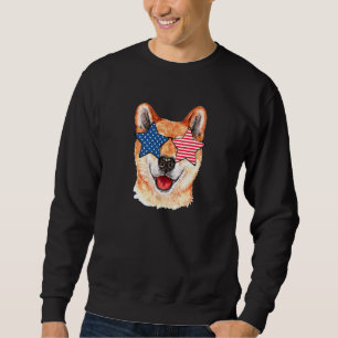 Sudadera 4 de julio Shiba Inu Estrella de la Bandera Estado