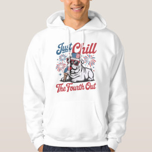 Sudadera 4 de Julio Solo Relájate El Cuarto Perro Bulldog