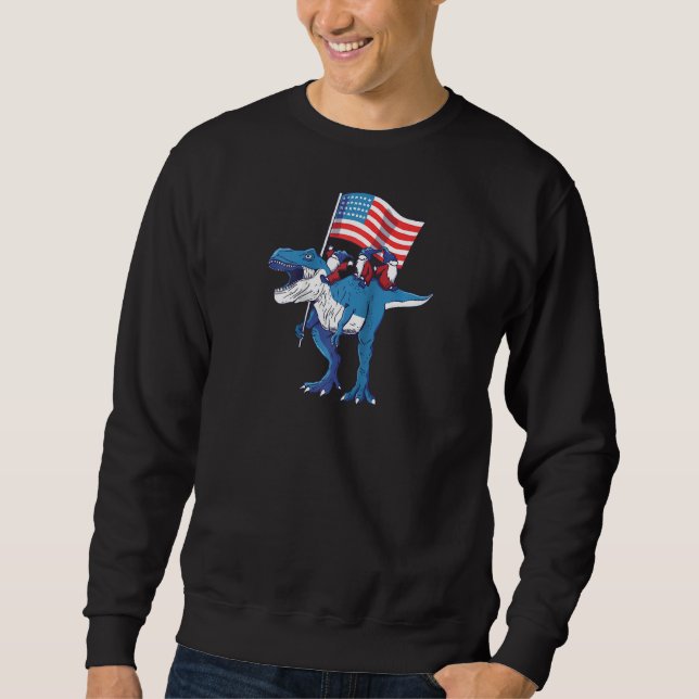 Sudadera 4 De Julio T Rex Dinosaur Amerisaurus Gnomes Boys (Anverso)