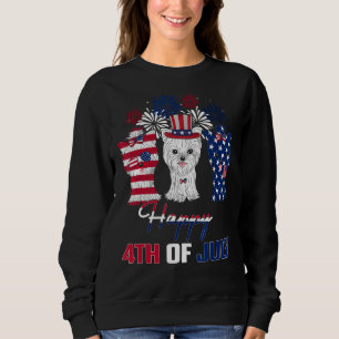 Sudadera 4 de julio Tres Rojos Blancos Yorkshire Terrier Bl