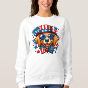 Sudadera 4 de julio USA Patriótico Perro Día de la Independ