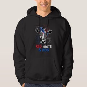 Sudadera 4 De Julio Vaca Gafas De Sol Patriótico Rojo Fla B