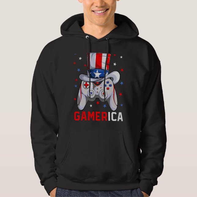 Sudadera 4 De Julio Videojuego Bandera Americana Tío Sam Ga (Anverso)