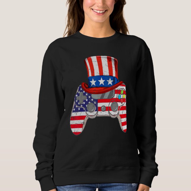 Sudadera 4 De Julio Videojuego Bandera Americana Tío Sam Ga (Anverso)