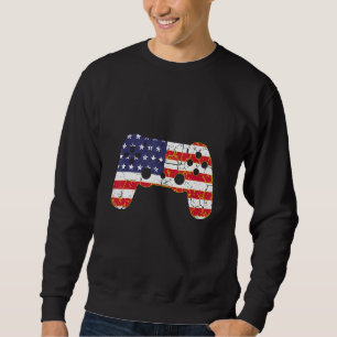 Sudadera 4 De Julio Videojuego Jugador De La Bandera De Los