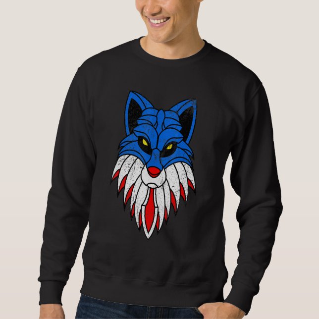 Sudadera 4 De Julio Wolf Bandera Estadounidense Patriótica  (Anverso)
