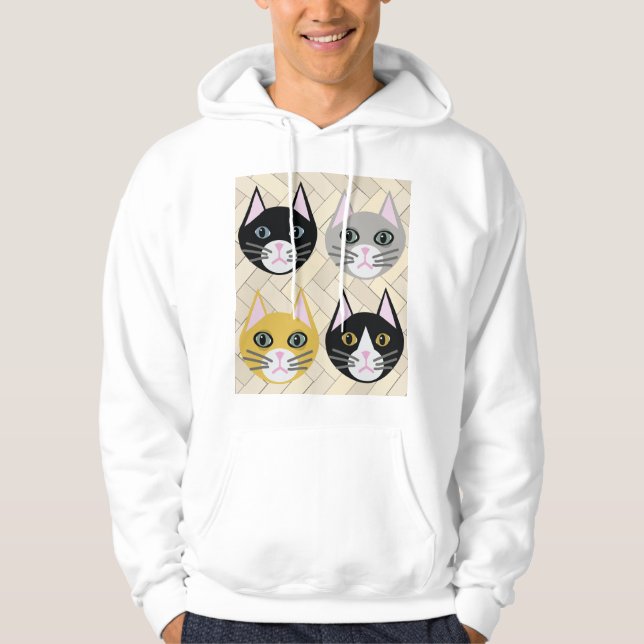 Sudadera 4 gatos, Herringbone Beige (Anverso)