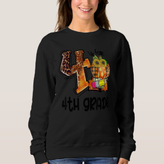 Sudadera 4 Is For 4th Grade Leopard Pumpkin Teacher Fall Th