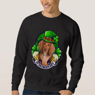 Sudadera 4 Leaf C Dachshund Holding Cerveza St Patrick Shir