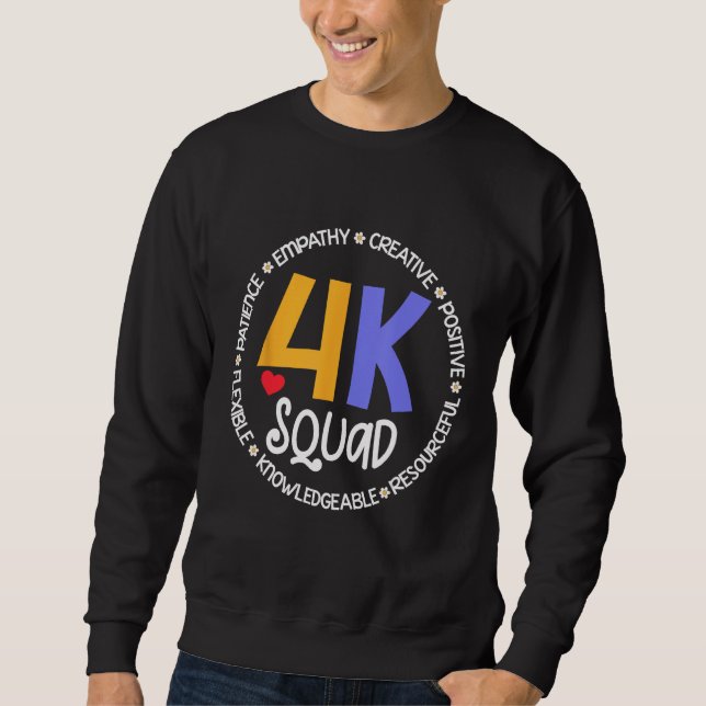 Sudadera 4K Squad Crew Team Teacher Kindergarten Kinder Ele (Anverso)