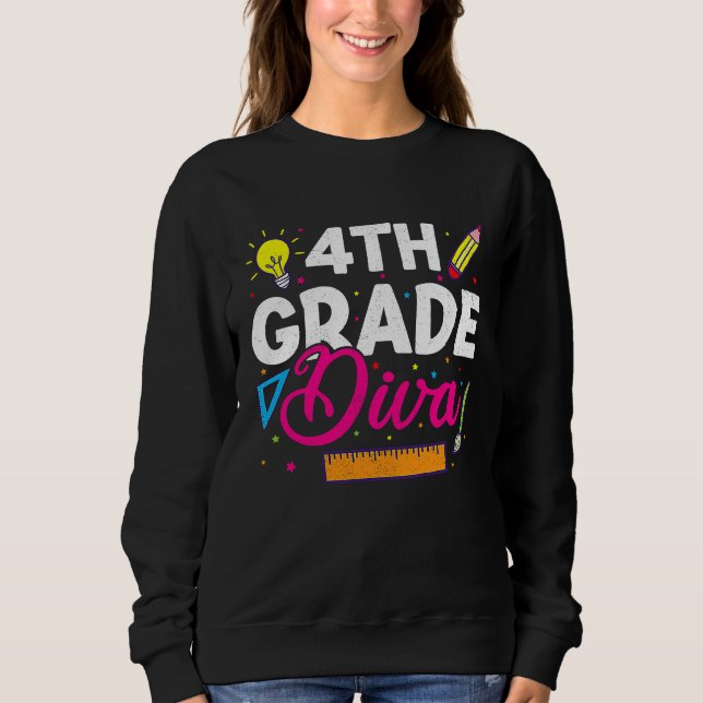 Sudadera 4th Fourth Grade Diva Girls  Back To School Girl W (Anverso)