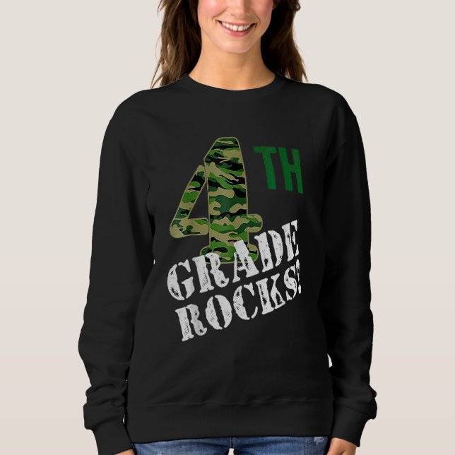 Sudadera 4th Grade Rocks Camo Fourth Grader Back To School  (Anverso)