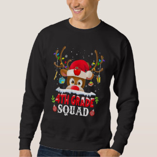 Sudadera 4th Grade Squad Plaid Reindeer Santa Hat Teacher C