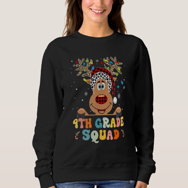Sudadera 4th Grade Squad Reindeer  Teacher Christmas  1 (Anverso)