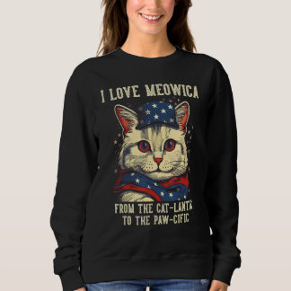 Sudadera 4th July Cat Mom I Love Meowica Patriotic Cat Wome