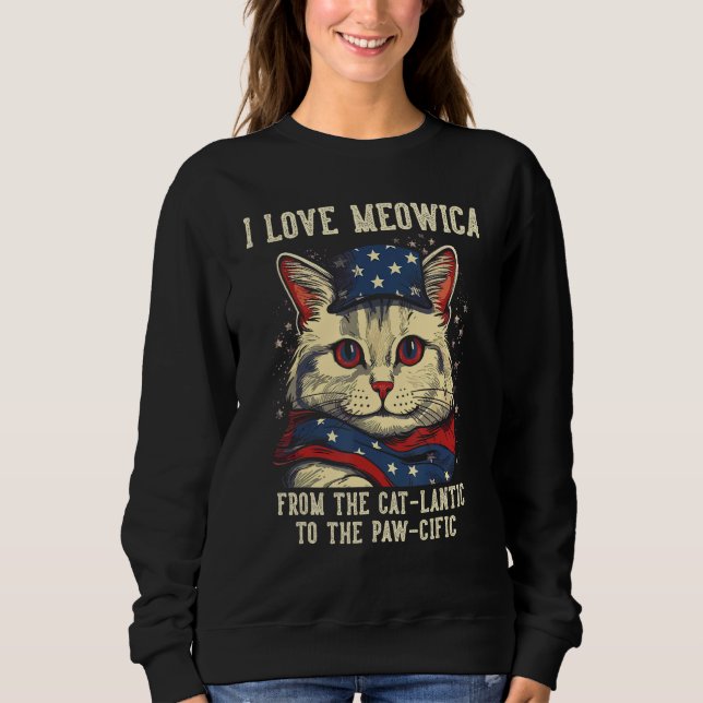 Sudadera 4th July Cat Mom I Love Meowica Patriotic Cat Wome (Anverso)