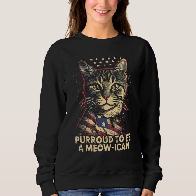 Sudadera 4th July Cat  Purroud To Be A Meow Ican American C (Anverso)