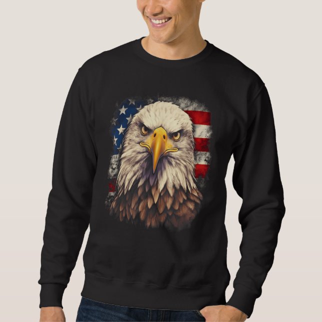 Sudadera 4th July US Flag Bald Eagle Proud American Men Wom (Anverso)