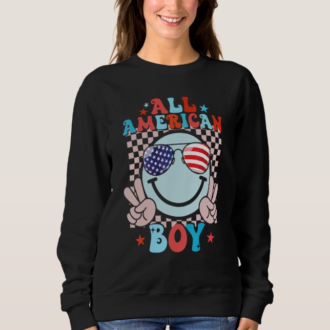 Sudadera 4th Of July All American Boys Groovy  Kids Son USA (Anverso)