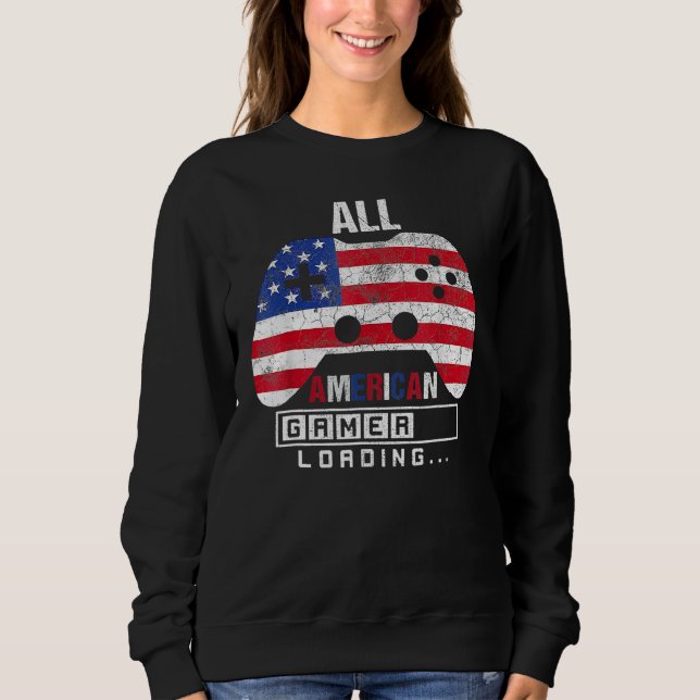 Sudadera 4th Of July All American Gamer Loading Video Game  (Anverso)
