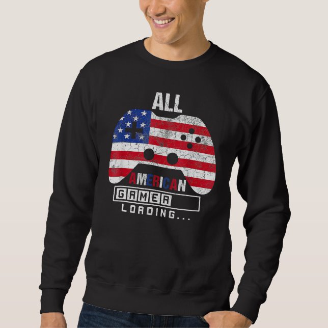 Sudadera 4th Of July All American Gamer Loading Video Game  (Anverso)