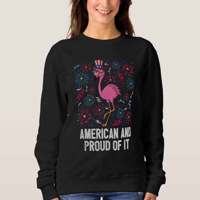 Sudadera 4th Of July American And Proud Of It Flamingo US F (Anverso)
