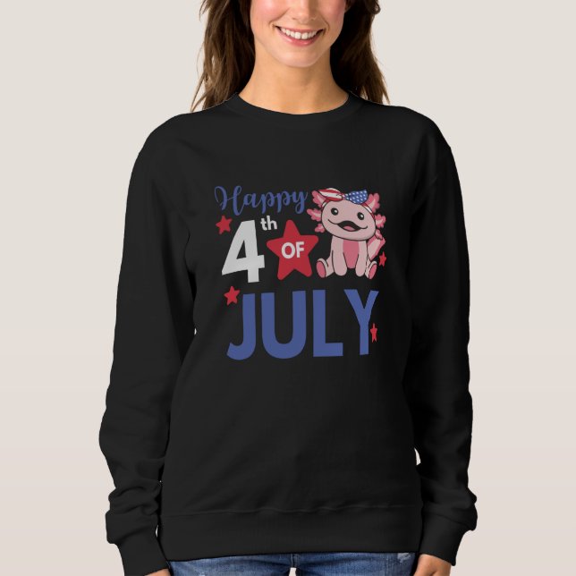 Sudadera 4th Of July American Axolotl For Kids Cute Usa Axo (Anverso)
