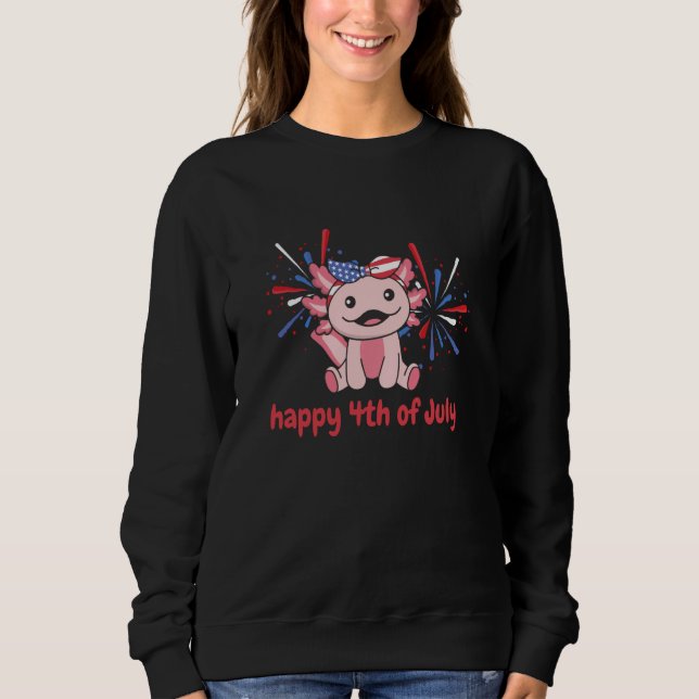 Sudadera 4th Of July American Axolotl For Kids Cute Usa Axo (Anverso)