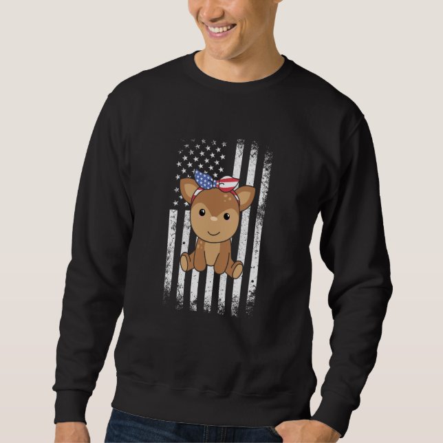 Sudadera 4th Of July American Deer For Kids Cute Usa Deer   (Anverso)