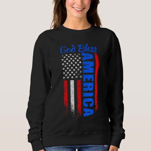 Sudadera 4th of July American Flag Patriotic God Bless Amer (Anverso)