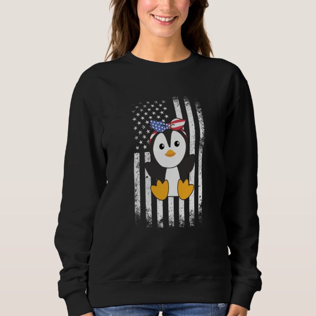 Sudadera 4th Of July American Penguin For Kids Cute Usa Pen (Anverso)