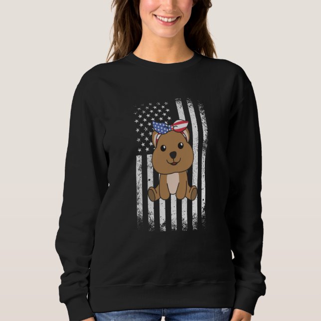 Sudadera 4th Of July American Quokka For Kids Cute Usa Quok (Anverso)