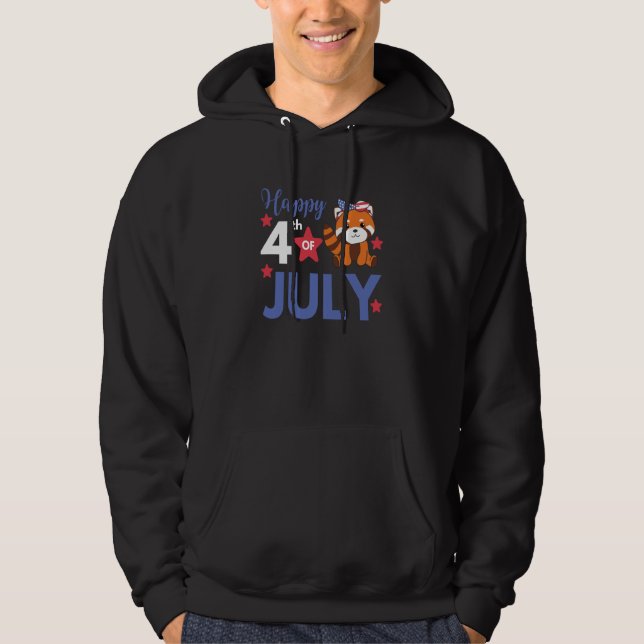 Sudadera 4th Of July American Red Panda For Kids Cute Usa R (Anverso)