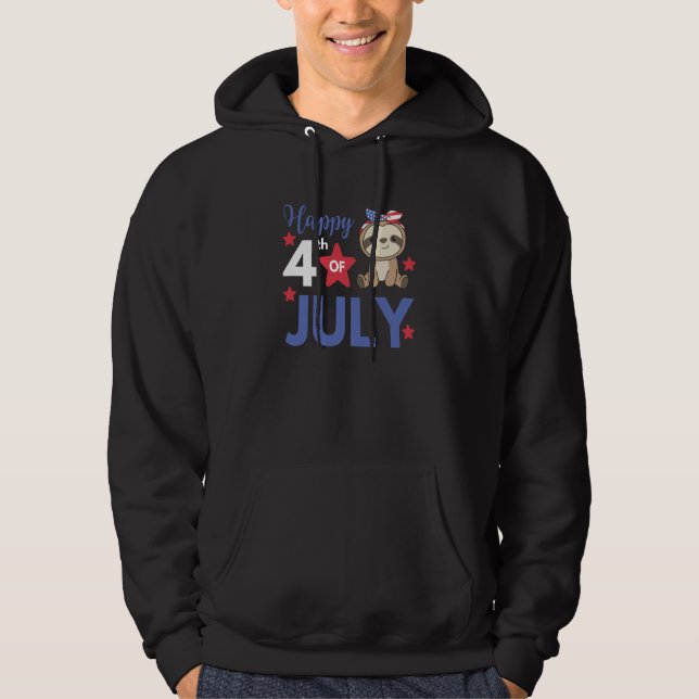 Sudadera 4th Of July American Sloth For Kids Cute Usa Sloth (Anverso)