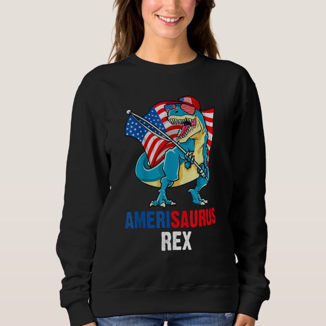 Sudadera 4th of July Amerisaurus Rex American Flag T Rex Di (Anverso)