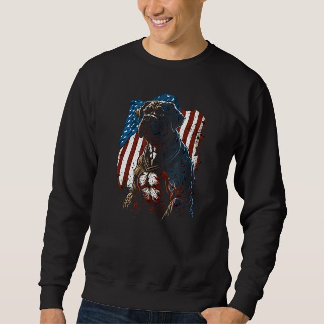 Sudadera 4th of July boxer dog USA Flag Patriotic Dog (Anverso)