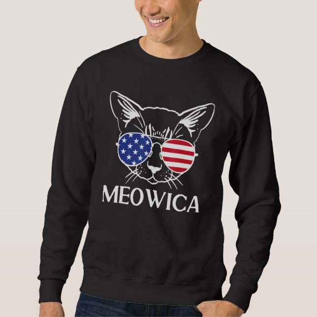 Sudadera 4th of July Cat American Flag Sunglasses USA Meowi (Anverso)