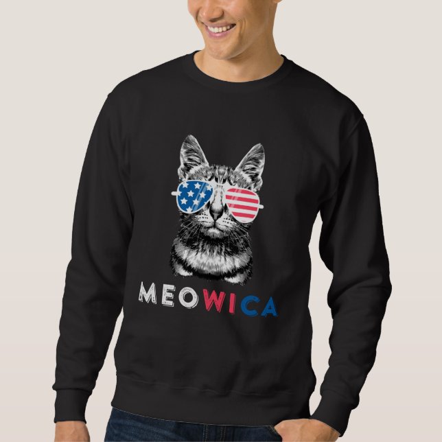 Sudadera 4th Of July Cat Meowica Merica Kitty Patriotic Cat (Anverso)