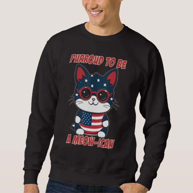 Sudadera 4th of July Cat Purroud To Be A Meow-ican, America (Anverso)