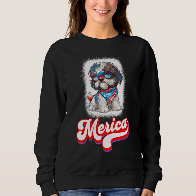 Sudadera 4th Of July Cute Shih Tzu Puppy Dog (Anverso)