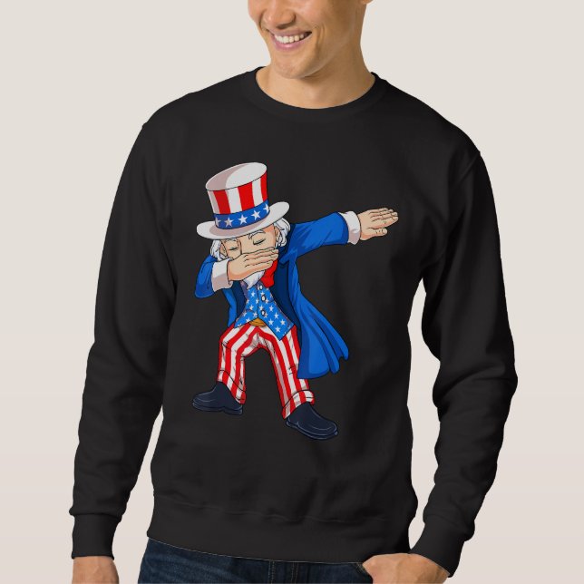 Sudadera 4th Of July Dabbing Uncle Sam American Flag Kids B (Anverso)