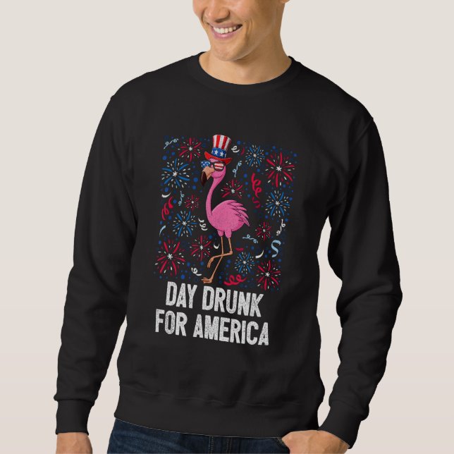 Sudadera 4th Of July Day Drunk Flamingo US Flag Freedom Pat (Anverso)