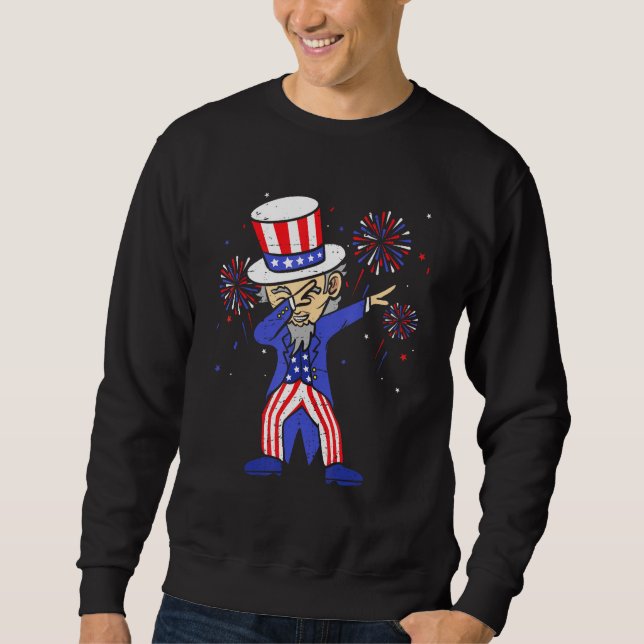 Sudadera 4th Of July  For Kids  Dabbing Uncle Sam Boys Men (Anverso)