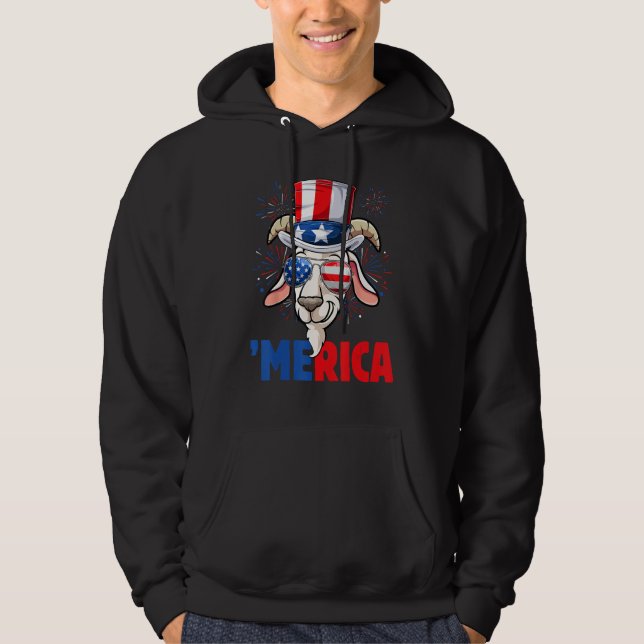 Sudadera 4th of July  Goat Men Women USA Flag Goat (Anverso)