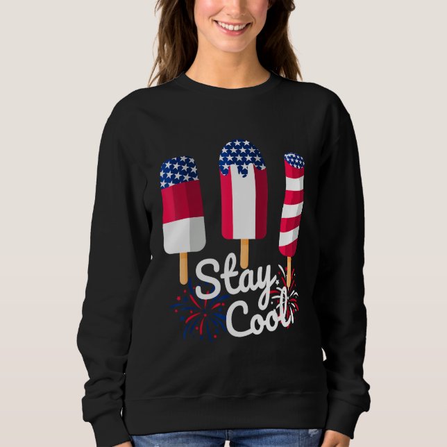 Sudadera 4th Of July Ice Pops Red White Blue American Flag  (Anverso)