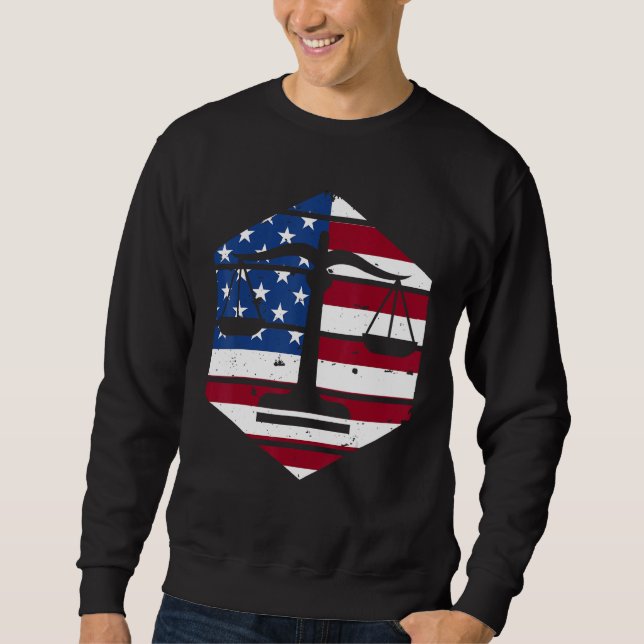 Sudadera 4th Of July Lawyer Attorney US Flag Scale Of Justi (Anverso)